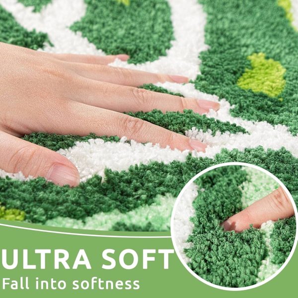 Badrumsmatta Grön Bohemisk Badrumsmatta Halksäker Söt Blad Liten Badrumsmatta Mjuk Absorberande Tvättad Matta för 17\" x 24\"