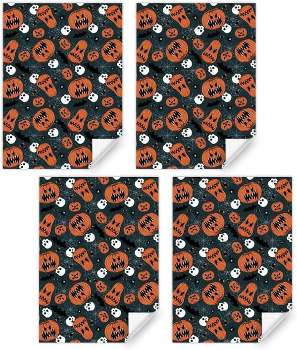 Halloween Presentpapper 20 Ark Spöklik Design Med Pumpor Döskallar Spindlar Fladdermöss För Partydekorationer 50x71 cm