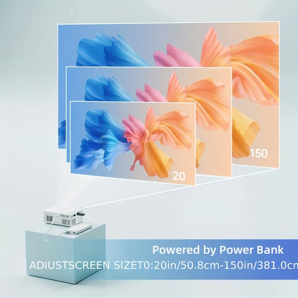 Minip投影機，便攜式電影投影機，智慧家庭投影機，適用於 iOS、Android、Windows、筆記型電腦、電視棒的時尚投影機，支援 HD