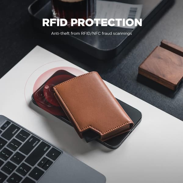 Læder Kortholder RFID-blokering Kreditkortpung Pas Etui Brun