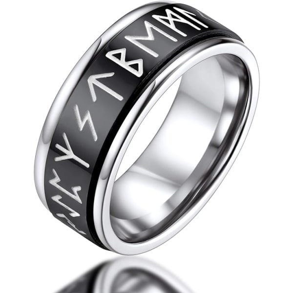 Snurrande vikingringar Personliga nordiska runor Fidget-ring för ångest Rostfritt stål nordiska ringar för män kvinnor storlek O till Z+3
