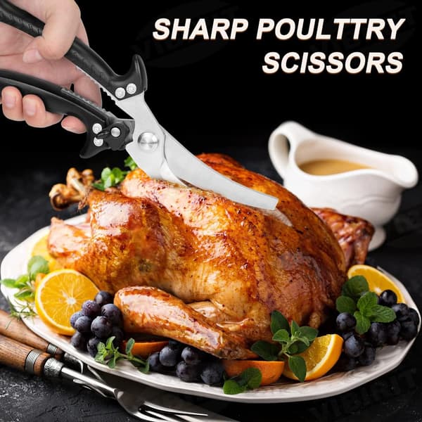 Kitchen Shears Heavy Duty Kitchen Scissors, Sharp Cooking Scissors Stainless Steel Shears, Spring Loaded Dishwasher Safe Black Scissors for Meat, Chicken