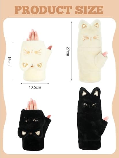 Vinterhandsker Vindtætte Termiske Varme Hvide Sorte 2 Par 16cm Unisex Koldt Vejr