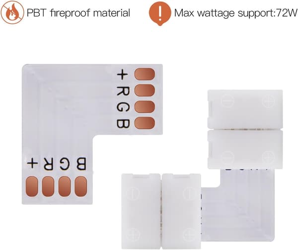 10-pak 10mm 4-pin L-formet LED strip connector ret vinkel