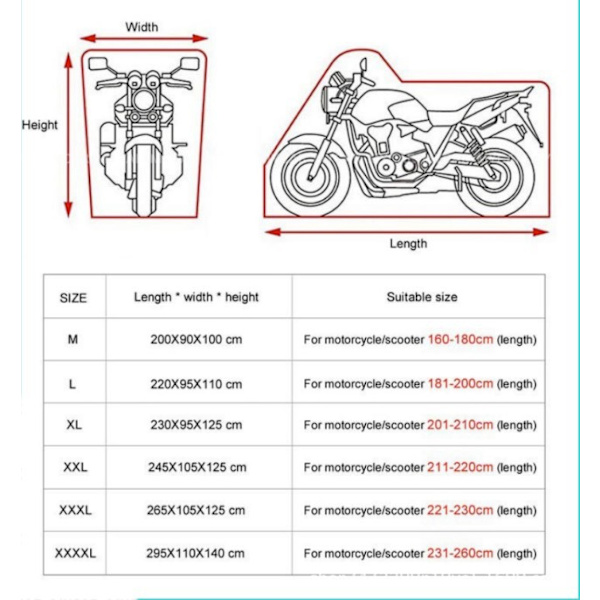(200*90*100cm, størrelse M) sort 190T silkepolyester cykelovertræk