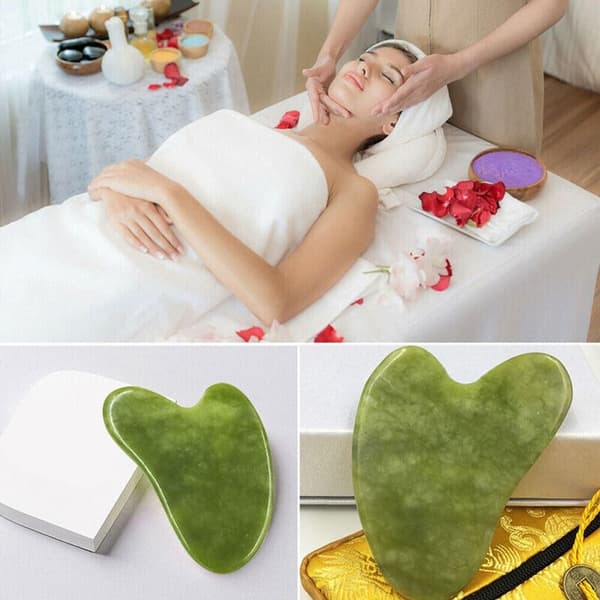 2 st Jade Gua Sha-bräda GuaSha Skrapning Massageapparat Ansikte