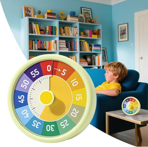 Visuell Timer for Barn 60 Minutter Nedtellingstimer Klasserom Kontor Kjøkken Stille Tidsstyring Grønn Gul 11x5x11cm 2 Pakning