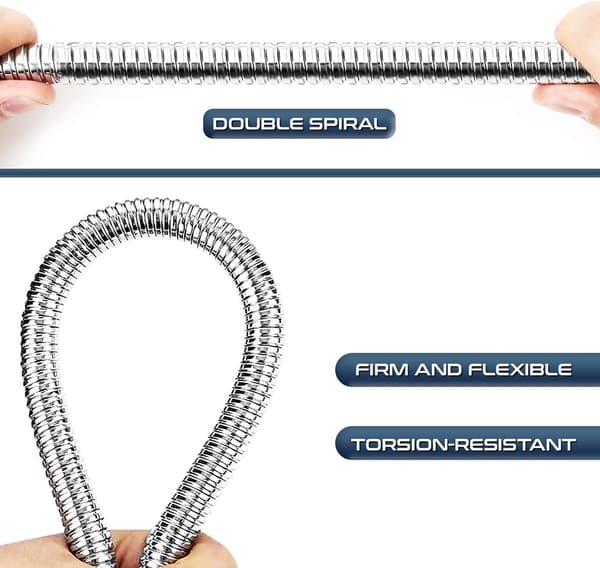2m bruseslange i rustfrit stål - Fleksibel universal anti-twist bruserør 200cm - Erstatningsslange til håndbruser