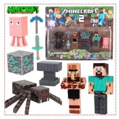 Minecraft ornamenter dukke creeper Steve lille sort dukke 5 models