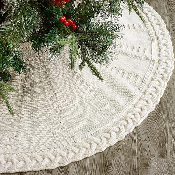 Juletræstæppe Strikket Træforklæde Julepynt Gavepynt red 122cm in diameter / 48 inches