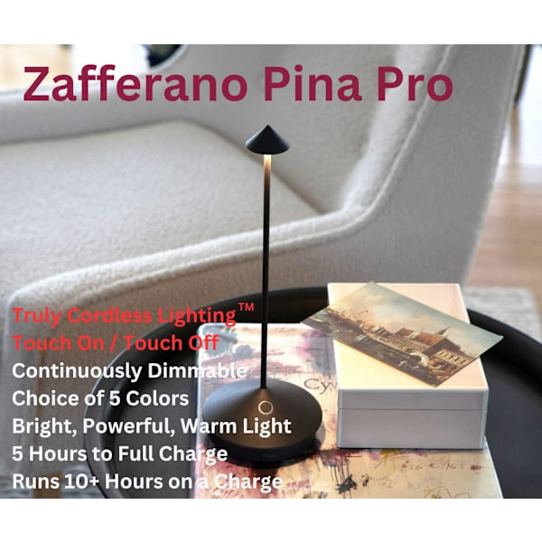 Zafferano Pina Pro - Dimbar LED-bordslampa i aluminium, IP54-skydd, för inomhus-/utomhusbruk, med stickkontakt, H29cm, EU-kontakt - Corten-Wellngs