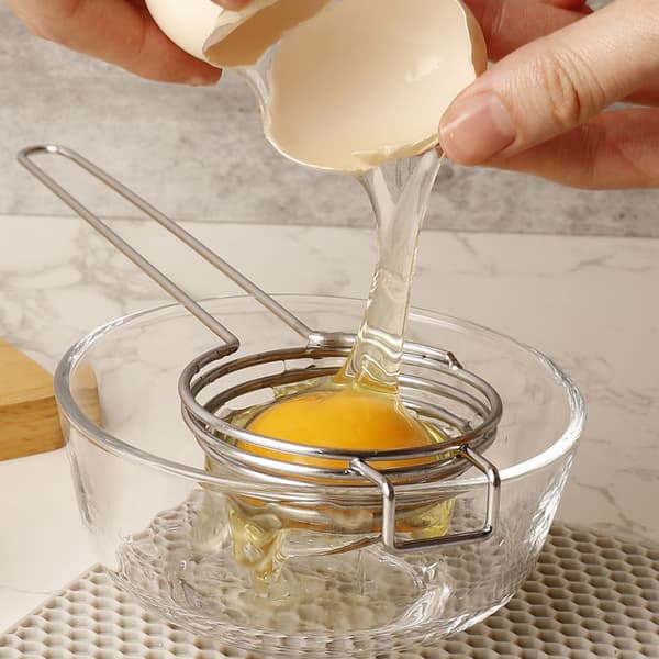 Eggehviteutskiller i rustfritt stål, kjøkkenbakesil og sikteredskap for egg, mel og sauser