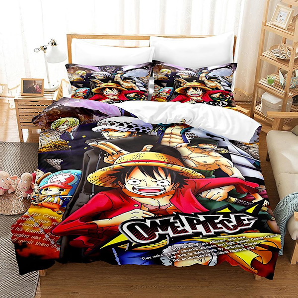 O1 One Piece 3D-tulostettu vuodevaatesetti, peitto ja tyynynpäällinen, lahja lapsille - W UK SINGLE 135x200cm