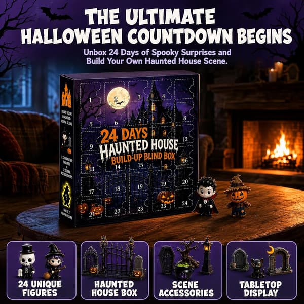 Halloween Adventskalender 2026 - 24 dagars nedräkningskalender för spökhus