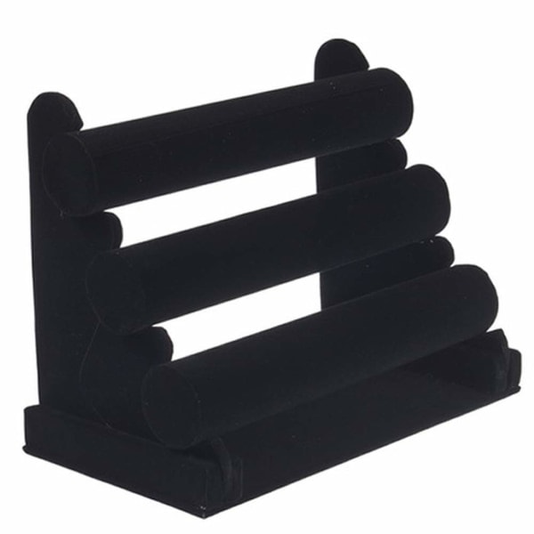 3-lags smykkeholder i velour, T-bar organizer (Sort)