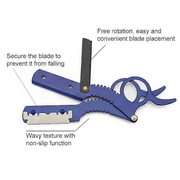 Vintage tommelfingerbarberkniv i rustfrit stål blue