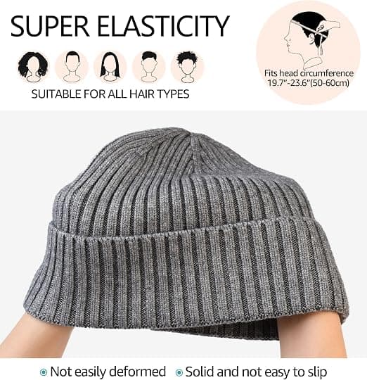 Varm Strikket Hue til Mænd Kvinder Børn Vinter Skull Cap Klassisk Daglig Grå