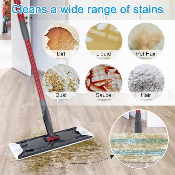 6-pak mikrofiber moppepuder kompatible med O-Cedar H2prO fladmoppesystem, vaskbart og genanvendeligt moppehoved til Ocedar H2pro fladmoppe, holdbart