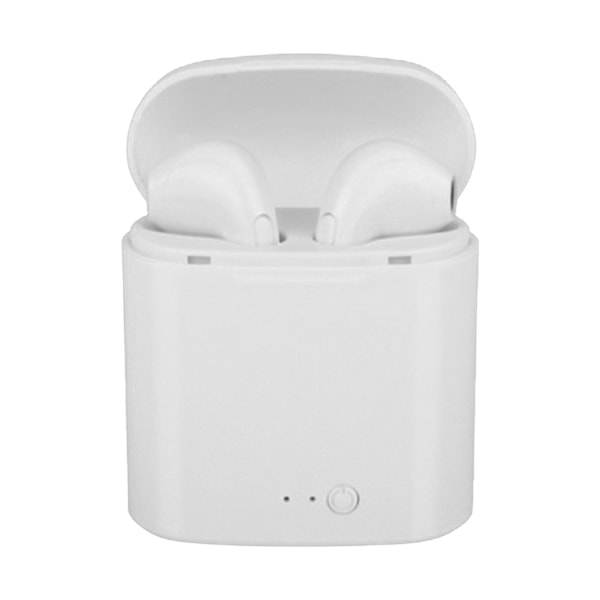 Trådløse ørepropper Multifunksjon HD Støyreduksjon HiFi Stereo Lyd Knappkontroll Bluetooth Hodetelefoner for I7S Hvit