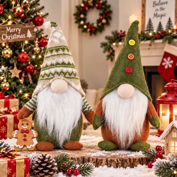 Ansiktsløs Nisse-dukke Grønn Nordisk Rudolf-figurdekorasjon stripe