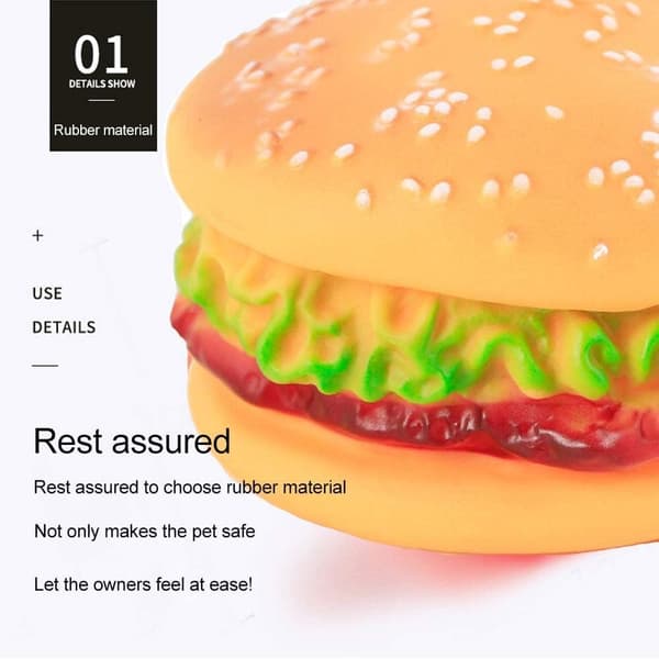 Hamburger-äänipehmolelu Purukestävä Hamburger Koiranlelut Äänipehmolelut