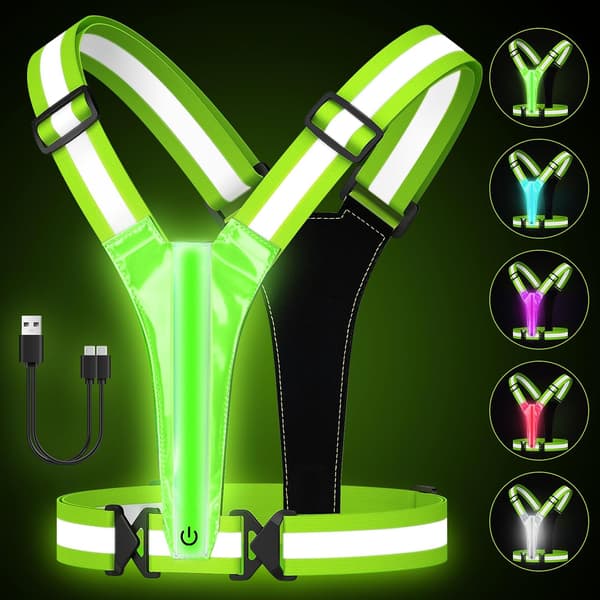 Reflekterande LED Löparväst Med Lampor För Män Kvinnor Säkerhet Synlighet Nattjogging
