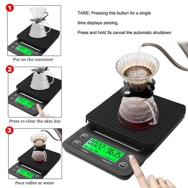 Professionel kaffevægt med timer, digital espressovægt, præcisionsvægt til køkken med timer (Uno Scale)