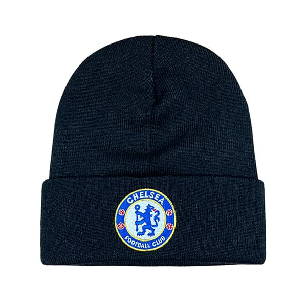 Fodboldfans Klub Emblem Strikket Vinterhue Strækhue Chelsea - Sort Chelsea