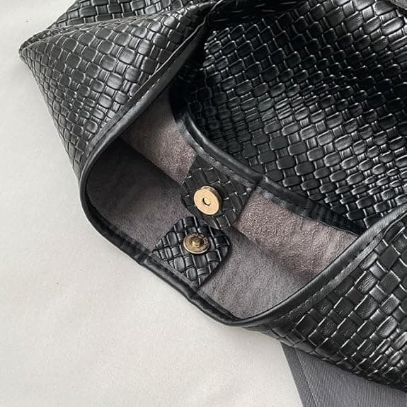 PU Læder Skuldertaske Håndtaske Tote Taske til Damer Sort