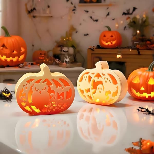 Silikoneforme Støbeforme Halloween Græskar 4 Stykker Silikoneform Græskar med Halloween Elementer Mønster, Støbeforme Silikone Halloween,