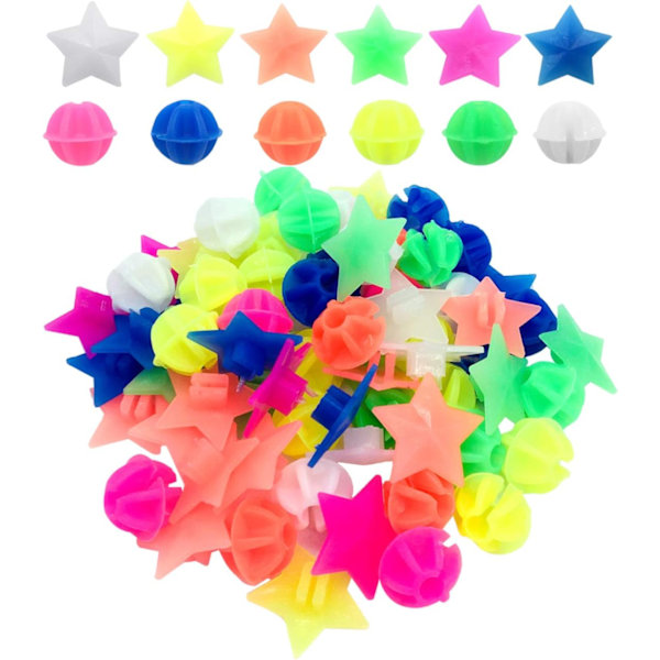 72 Stykker Sykkelhjul Eiker Perler, Fargerike Sykkeldekorasjons Eiker Plastklips Runde Dekorasjonsperler for Barn, Assorterte Farger og Former