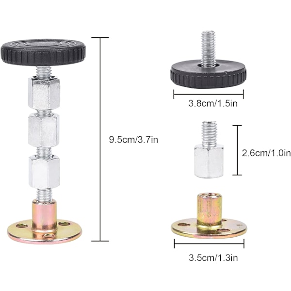 Sengegavlstopper Sett med 4 Metallram Anti Shake Tool Sengegavl Veggfester Justerbar gjengbar Seng Ram Anti Shake Tool for seng