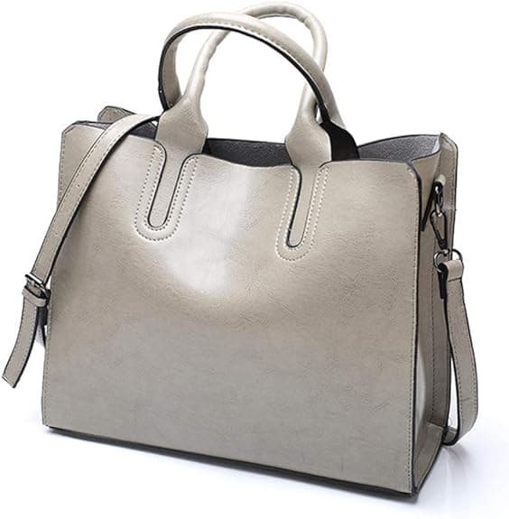Dame Læder Håndtaske Top Håndtag Taske Crossbody Taske Grå