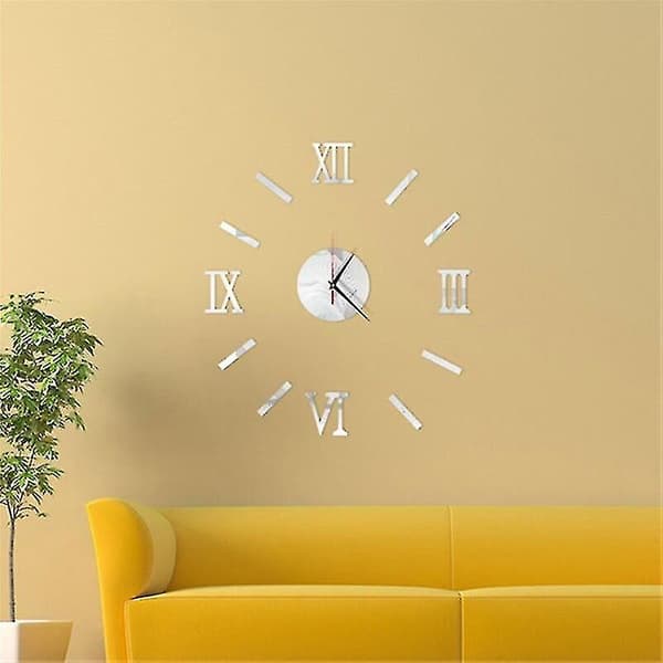 3D Digitaalinen Seinäkello Roomalaisilla Numeroilla Suuri Pyöreä Seinäkello Itsekiinnittyvät Olohuoneen Kellotarrat