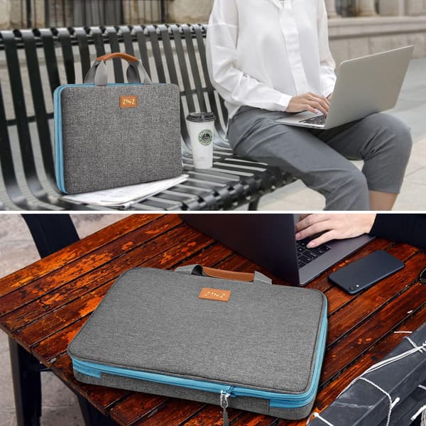 15,6-tums expanderbart skyddande och återvinningsbart fodral/laptopfodral med tillbehörsficka Grayish blue