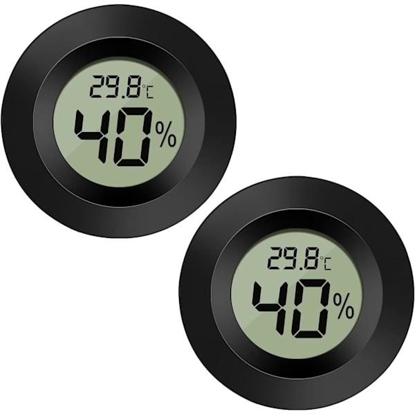 Svart rund, 2 st digital LCD utomhus termometer hygrometer Hy