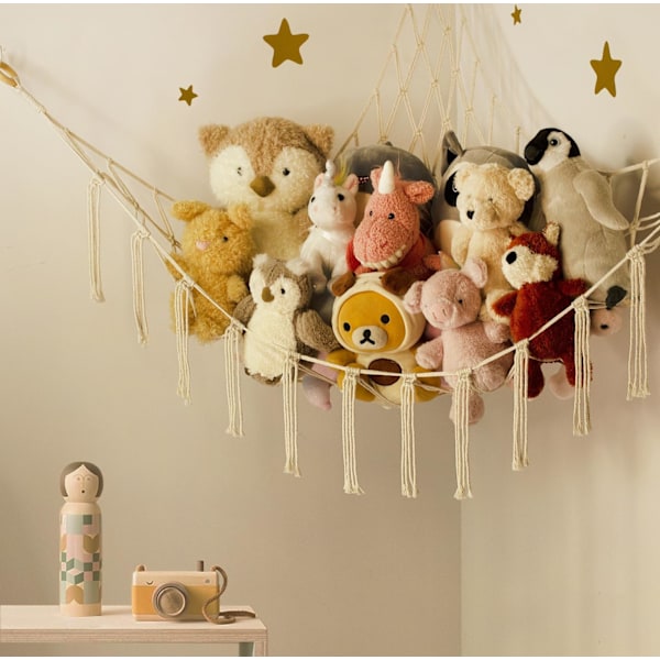 Plushdjursförvaring Hängmatta eller Nät Hörn - Stor Leksakshängmatta Nät för Plushdjur Rum Dekoration - Söt Plushdjur Organiserare Hållare