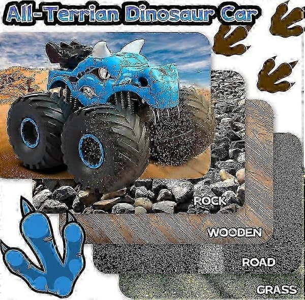 Dinosaur Fjernstyret Bil Legetøj, 2.4 GHz Monstertrucks med Lys, Lyde & Spray