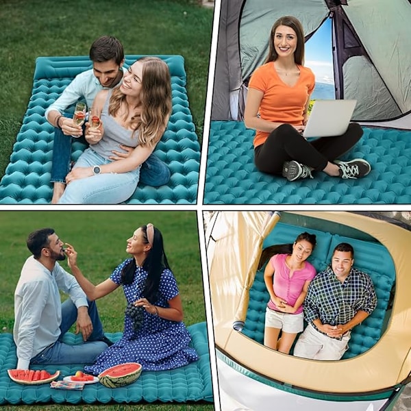 Självuppblåsande liggunderlag för camping, 200 x 70 cm, hopfällbar med fotpump, uppblåsbar, vattentät luftmadrass för camping
