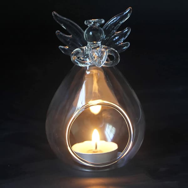 Englefigur Telysholder 2-pakning Telysholdere Glass Lysestakeholder Klar Telysholdere Kandelaber Lysplate Lysestake