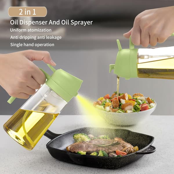 2-i-1 Oliedispenser og Sprøjte Køkkenredskaber Olivenoliedispenserflaske med Drypfri Tud Oliesprøjte til Salat Airfryer Stegning BBQ
