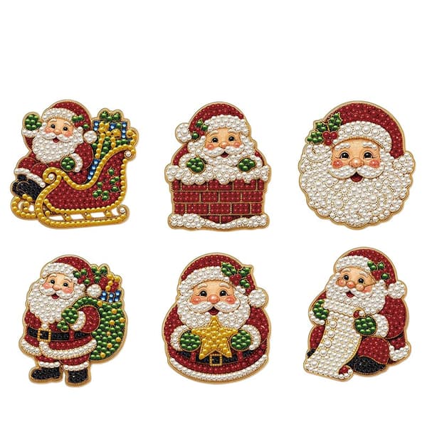 Juleperle- og diamantmaleri kjøleskapsmagnetsett - DIY håndverksdekor Snowflake 6-Piece Set