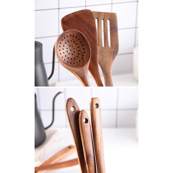 Hälsosamma Köksredskap, Träslevset och Träförvaringshinkar Set (6-pack)
