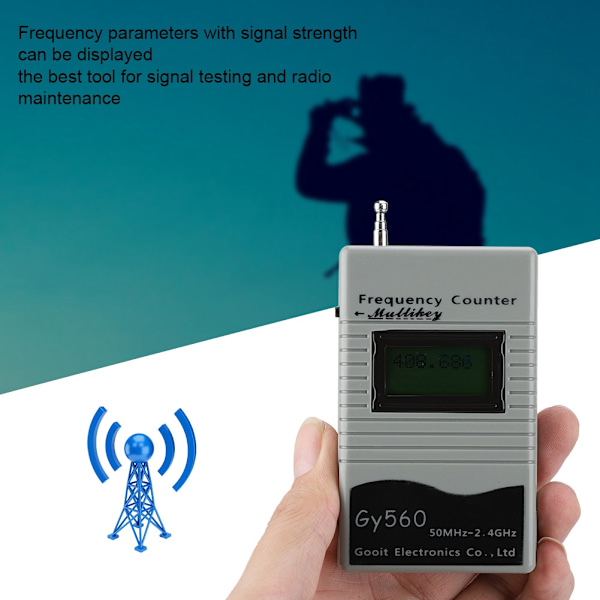 GY560 Frekvensmåler Tæller Tester til Radio Transceiver GSM 50MHz-2.4GHz 7 CIFRE Signalmåler