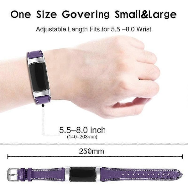 Premium Äkta Läder Justerbart Armband för Fitbit Charge 6/5 - Perfekt Lila Purple Fitbit Charge 6