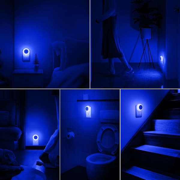 2-pakning LED nattlys med sensor for barnerom, automatisk fra skumring til daggry