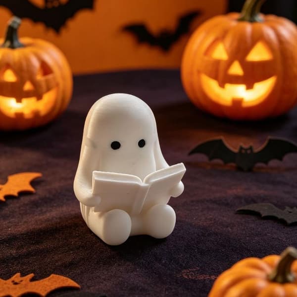 Halloween Ghost Figurine Set with Reading Ghost/Phone Ghost Sculpture A2