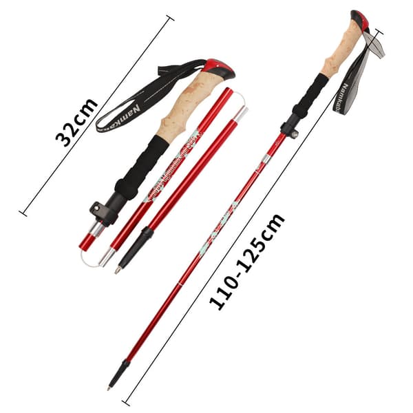 Ultralet Trekking Stav Foldbar Vandrestav Udendørs Vandrestok red