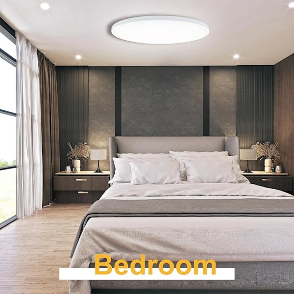 LED Loftlampe Ø30cm - 24W, 4000K, 2700lm, IP44 - Til Soveværelse, Badeværelse, Stue, Køkken - Hvid