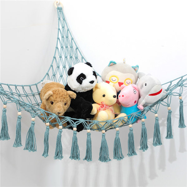 Plushdjursförvaring med nätgunga för lätta plyschleksaker Light blue
